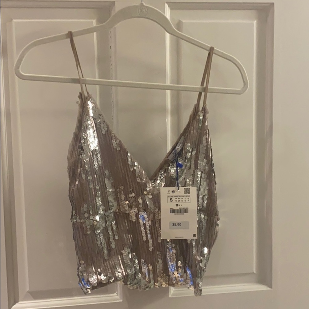 NEW Zara Sequins Crop Top